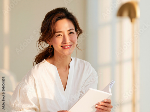 Businesswoman Holding Documents in Warm Office