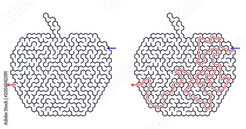 Logic game with labyrinths showing isolation, on a transparent background, without a background  