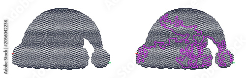 Santa hat illustration and design with maze puzzle isolation, on a transparent background, without a background  