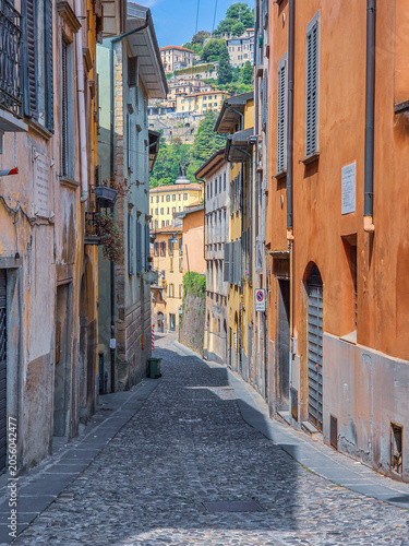 Architecture of the small town of Bergamo in Italy.