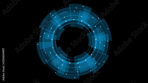 Hud Futuristic Circular Interface Animation Loop with Rotating Digital Technology Scanner Elements