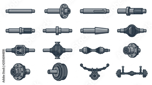 Foto Collection of automotive drive shafts and differentials.