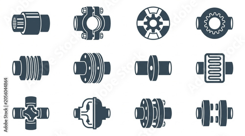Photos Collection of Automotive Drivetrain Components Icons Set.