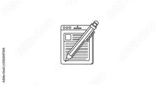 Digital document interface icon with mechanical pencil