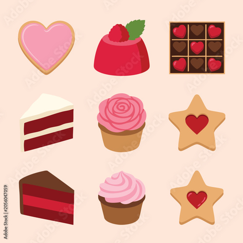 Foto Assortment of Valentines Day Desserts and Sweets.