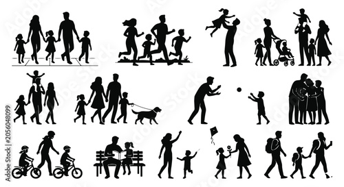 Konstfotografi Family lifestyle silhouette collection featuring parenting, outdoor activities,