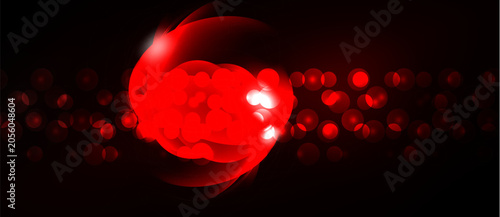 Fotografie Bright red sphere dominates dark background