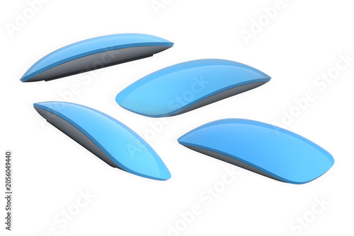 Set of wireless mice isolated on white background, concept of technology and modern accessories