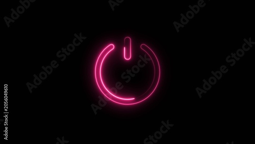 Bild auf Leinwand A neon power button symbol red color 4k illustration against black background in simple graphic style