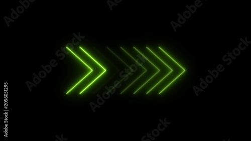  Neon line bright right arrow icon red color Animation. Neon arrow right to left direction concept 4k video.