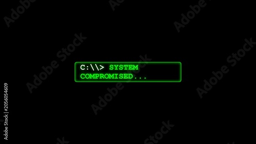 Green matrix hacker terminal cyber security screen text animation