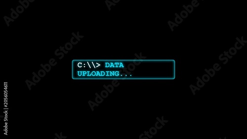 Cyan data upload processing command prompt terminal animation