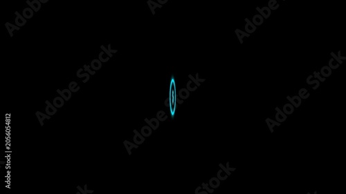 Cyan neon spinning digital currency token crypto blockchain graphic