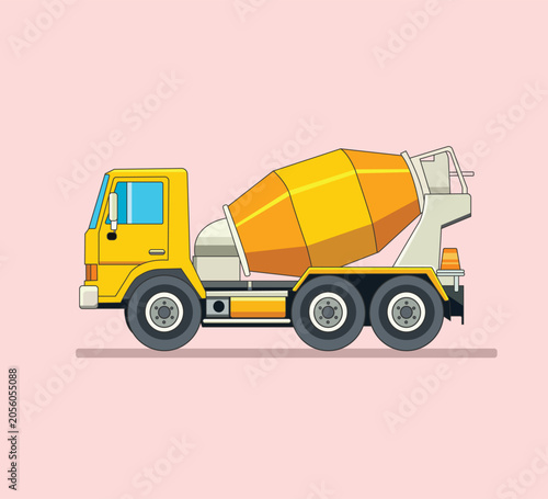 Concrete mixer truck Flat illustration