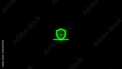 Green secure data protection shield laser scanner technology animation