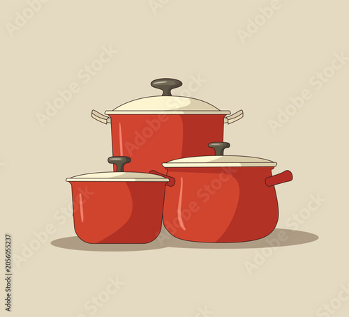 cooking pots and pans set vector illustration