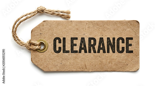 Brown paper clearance tag isolated on white background, concept of sale and discount