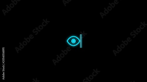 Cyan cyber security digital recognition eye optical scanning animation