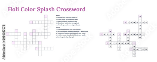 Fényképezés Holi Friendship and Kindness Crossword Puzzle with Celebration Values