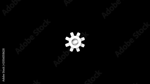 White mechanical gear wheels rotation system processing animation