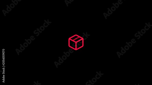 Red shipping logistics package parcel box unboxing motion graphic