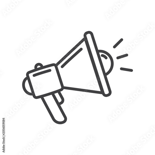 Outline speaker megaphone icon isolated flat style.