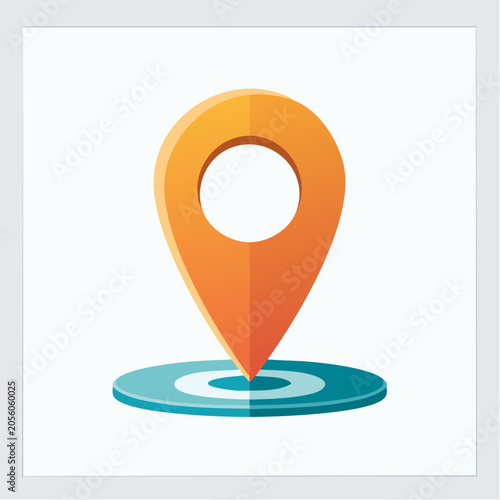 Orange Map Pin Icon on Target Circle