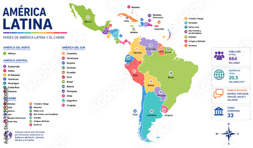 Obraz na plátně Detailed colorful infographic map showing geographical layout and statistical da