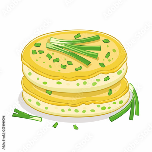 Stack of Pancakes with Scallions