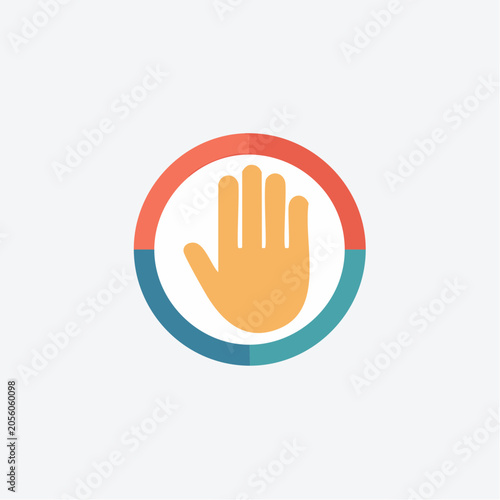 Stop Hand Icon in Circle