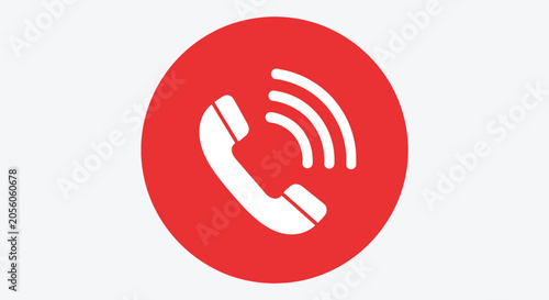 Red Phone Icon with Sound Waves.