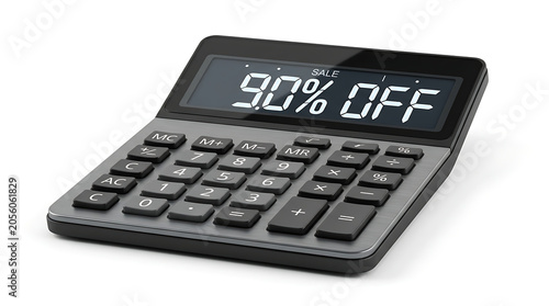 Isolated Calculator Displaying 90% Off Sale Price