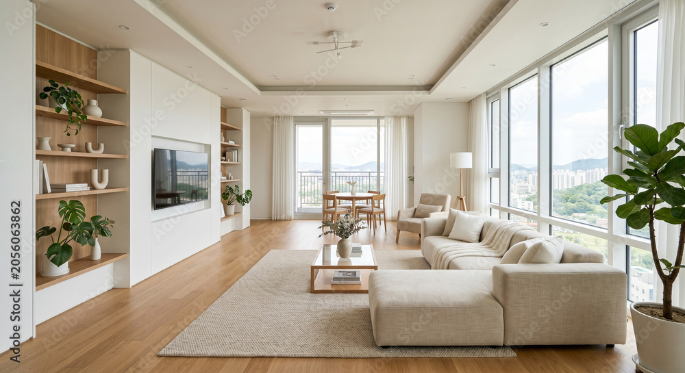 Fototapeta premium Bright Modern Apartment Living Room Interior