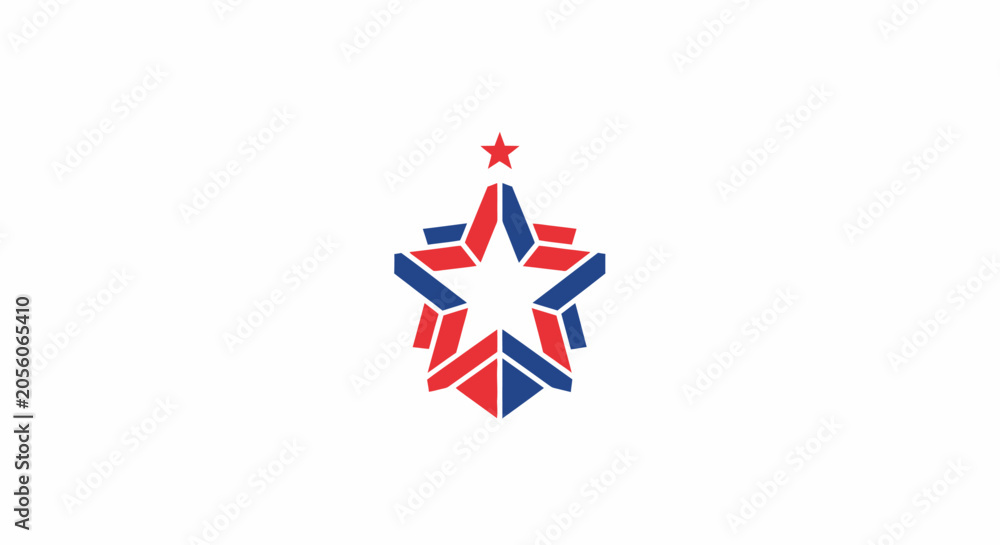Fototapeta premium Geometric Red and Blue Star Logo Symbol.