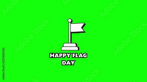 Happy flag day text animation with simple white flag icon holiday national