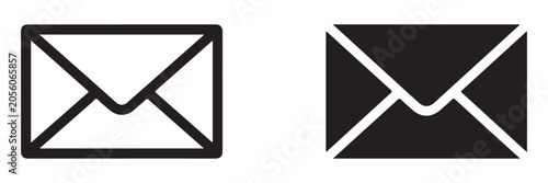 Email envelope icon outline and filled vector symbols for mail communication and message.