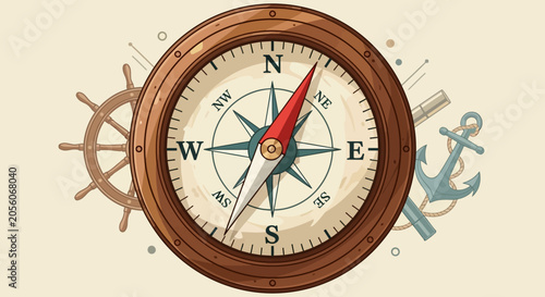 Foto Vintage Navigation Compass Instrument Closeup.