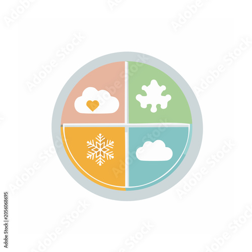Four seasons flat design vector icon set