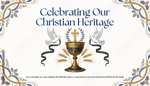 Obraz na plátně Celebrating Our Christian Heritage: A visual representation of faith, tradition, and community with symbolic elements