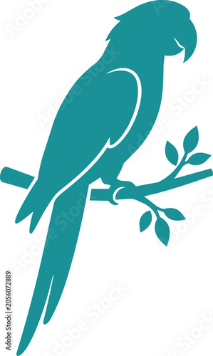 Blue bird vector illustration cartoon animal icon. Parrot silhouette. 