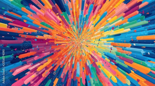 Vibrant multicolor radial explosion abstract design