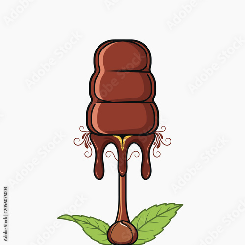 A stylized chocolate treat dripping with rich cocoa syrup featuring mint leaves for a delicious World Chocolate Day visual.