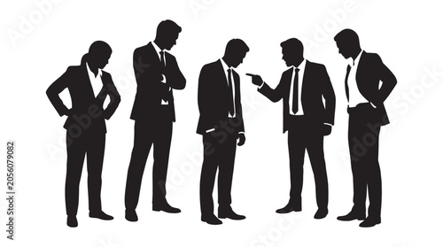 Fotografía Group Of Businesspeople In Suits Black Silhouette