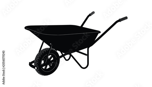 Quadro su tela Black wheelbarrow with one wheel