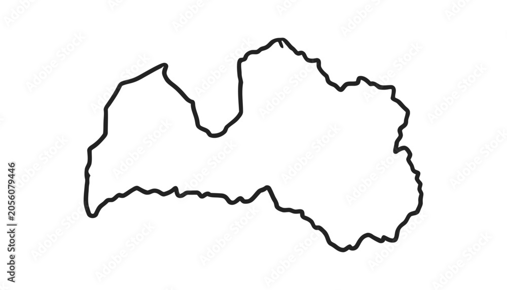Fototapeta premium Latvia map outline black icon