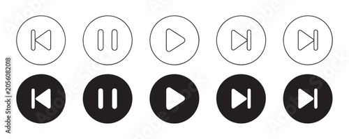 Tableau sur toile Media player control buttons including skip back and forward icons for navigation interface design