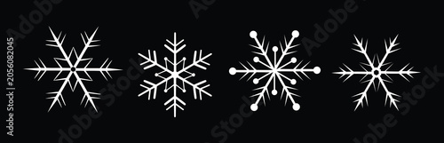 Valokuva Elegant snowflake icon set in minimal line style showcasing unique winter crystal designs