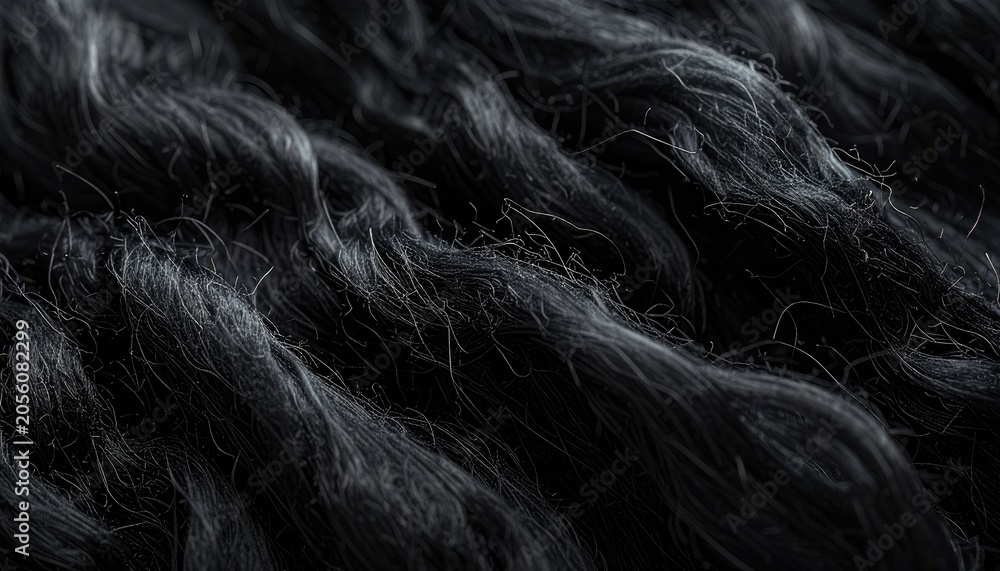 Obraz premium Extreme close-up of dark grey wool threads.