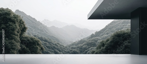 Mountain view from modern home terrace
