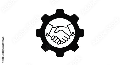 Partnership gear handshake icon business agreement